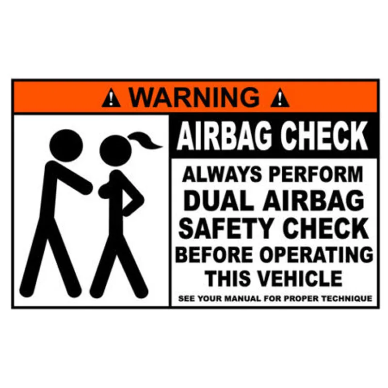 

Funny WARNING Airbag Check Decal Bumper Car Sticker Retro-reflective Decals for Mini Cooper Kia Rio Passat B6 Lada,15cm*9cm