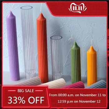 

DIY Acrylic Candle Molds Classical Striped Roman Column Cylinder Shape Candlelight Dinner Aromatherapy Candle DIY Handmade Mold