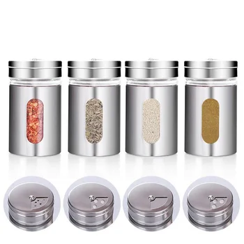 

90ml Spice Jar Rotating Cover Salt Bottle Multi-purpose Spice Pepper Shaker Seasoning Can Stainless Steel Kitchen Gadgets