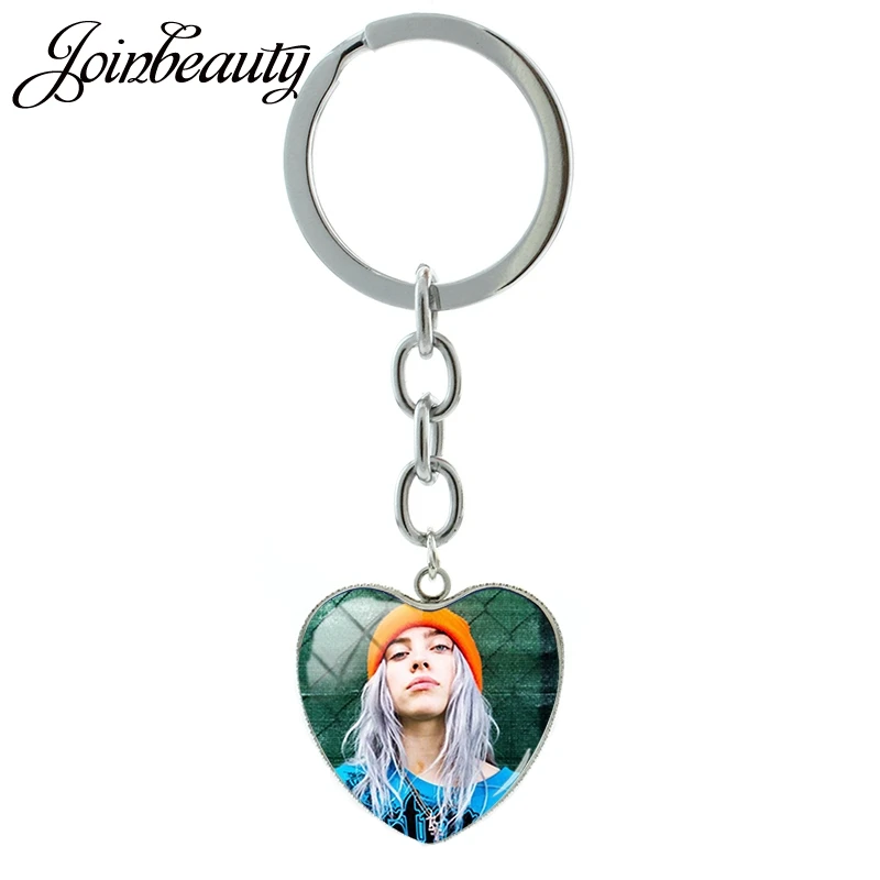 JOINBEAUTY в форме сердца Горячая Billie Eilish фото брелок стеклянный купол для ключа подвесные аксессуары для сумок DIY вентиляторы подарок HB01 - Цвет: HB27