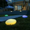 Solar Garden Lights Glow Cobble Stone Shape Outdoor Solar Light Waterproof Color Changing Landscape Lights with Remote Control 2