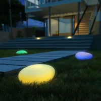 Solar Garden Lights Glow Cobble Stone Shape Outdoor Solar Light Waterproof Color Changing Landscape Lights with Remote Control 2