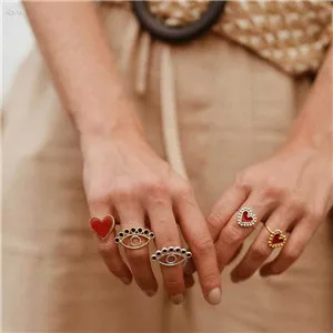 AOMU-Boho-2019-New-Minimalist-Lovely-Heart-Hollow-Evil-Eye-Rings-For-Women-Gold-Silver-Color