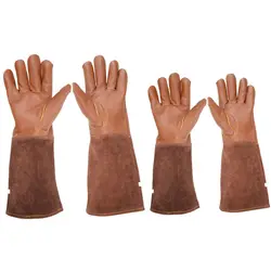 2 paires de gants de taille pour hommes et femmes, en cuir de chèvre, Extra Long, respirant, anti épine, M & S 