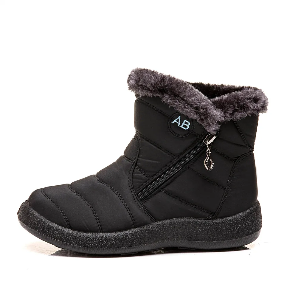 Winter New Warm Women's Snow Boots, Women's Side Zipper, Waterproof Cotton Boots, Casual Women's Shoes Zapatillas Mujer  Canvas 