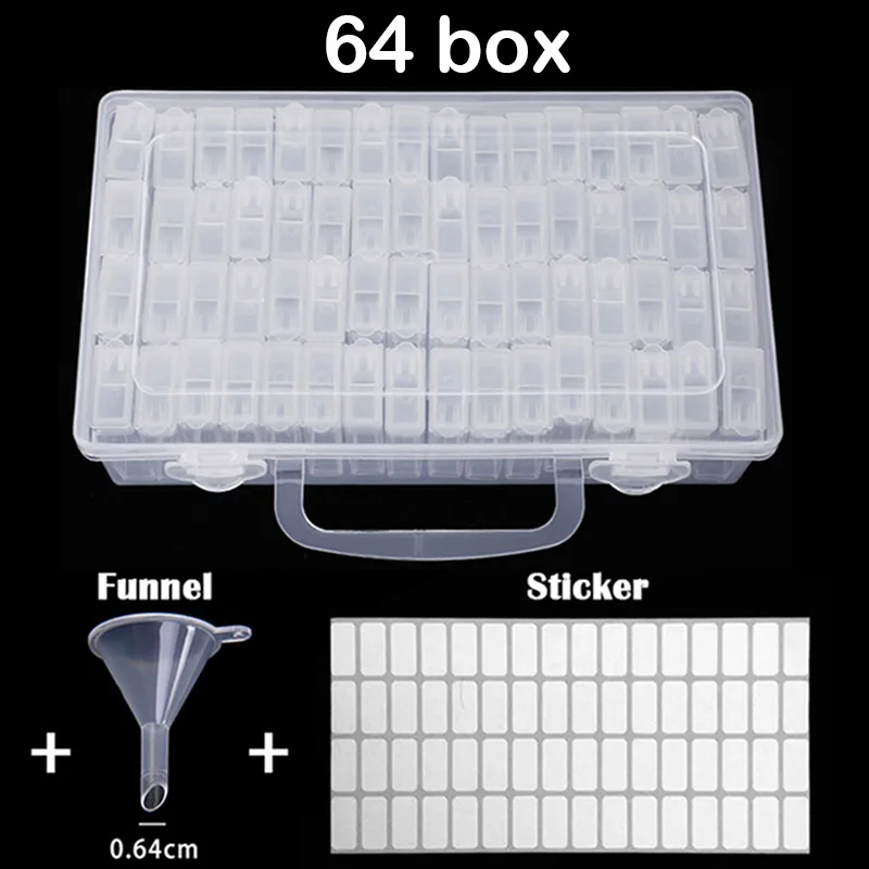 Diamond Painting Accessories Diamond Painting Accessory Box 64 box Dismountable diamond painting Accessories Diamond Embroidery Cases PP plastics Box Organizer Home Storage boxes