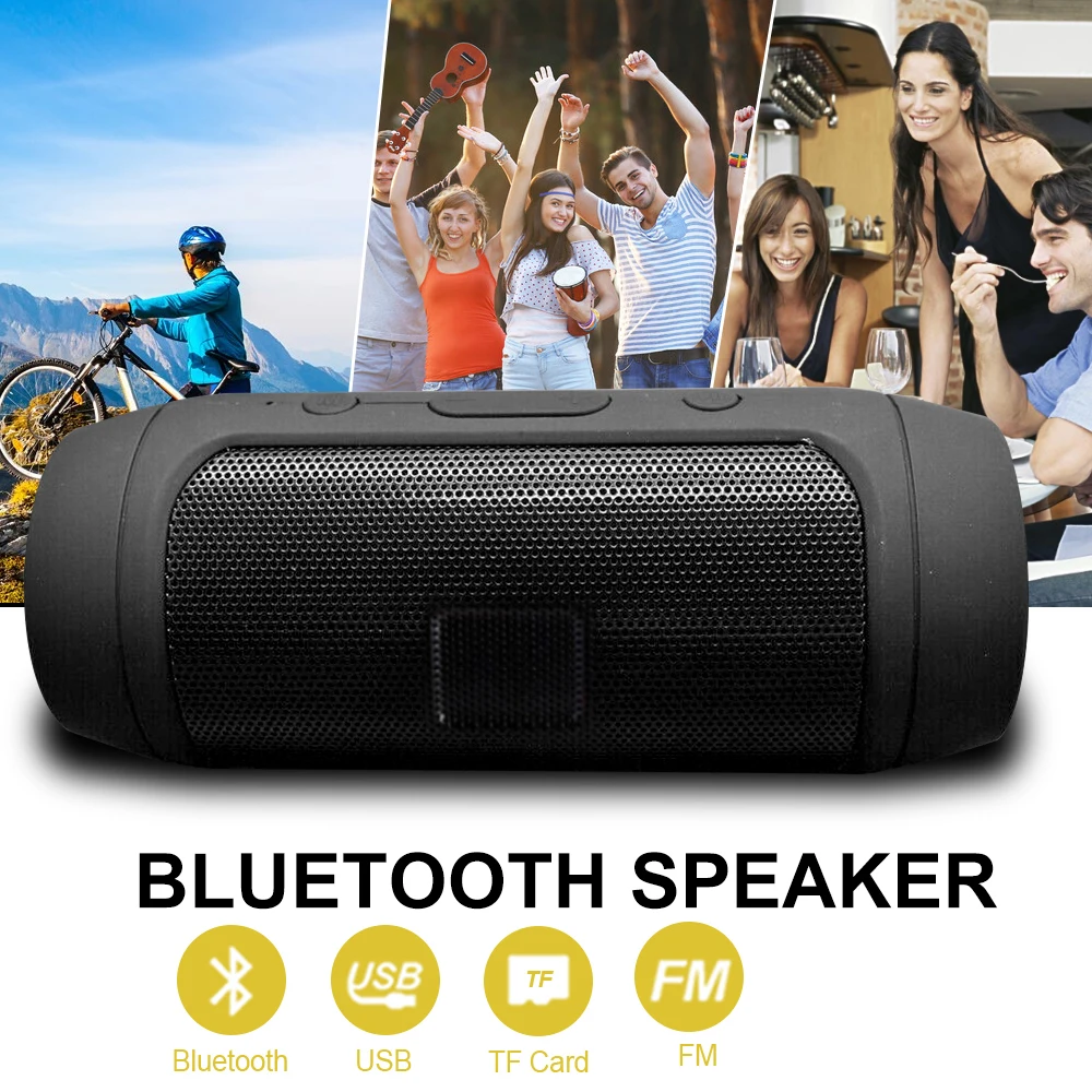 Portable Speaker Mini Bluetooth Music Bass Subwoofer Outdoor Wireless Loudspeaker Sound Bar FM Radio TF Card