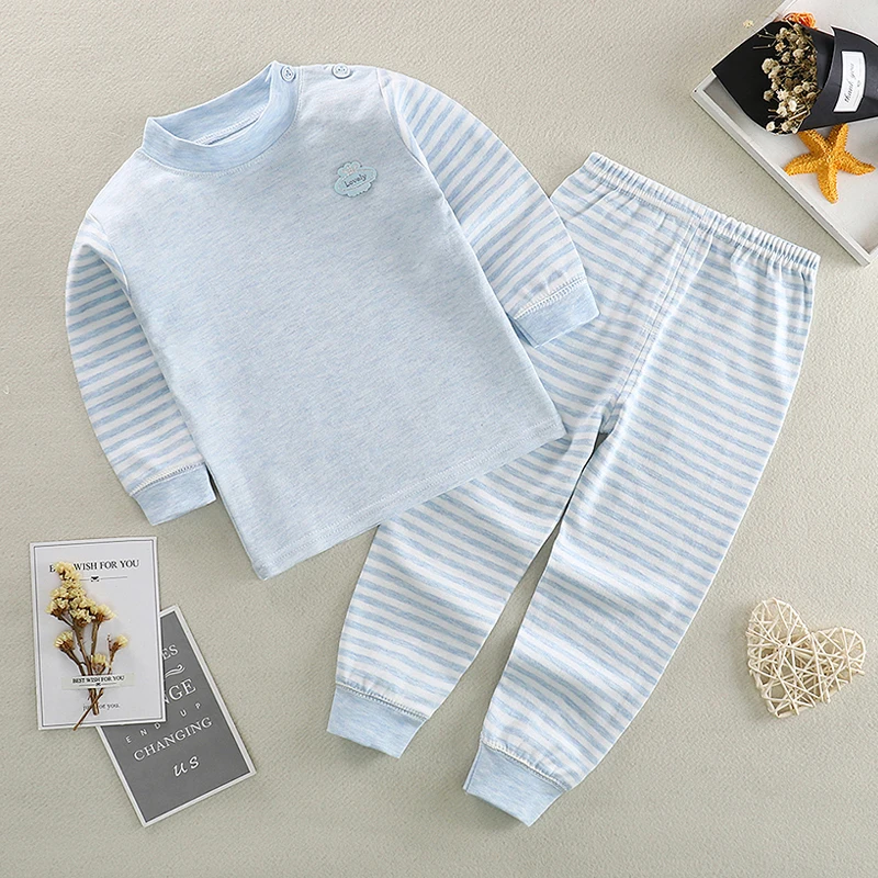 Spring Autumn Baby Boys Girl Pajamas Sets Pure Cotton Sleepwear Pyjamas Long Sleeve Tops+Pants Kids Baby Boy Girls Clothes Set