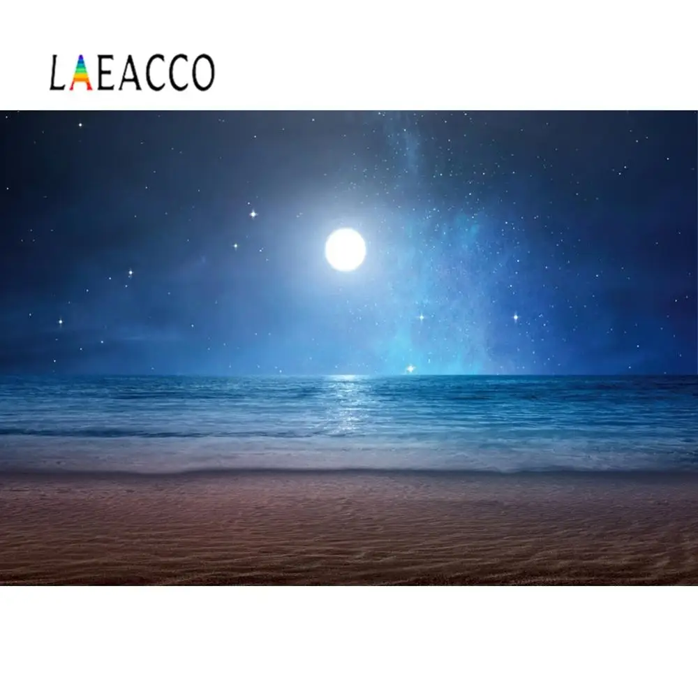 Laeacco блестящая Звезда Луна Звездное море пляж песок ночь живописная фотография