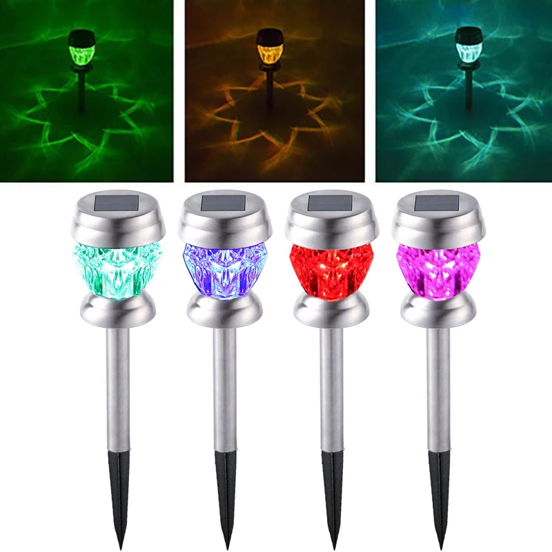 Solar Light 4 Pcs Security Street Path Way Ground Lamp Durable Colorful Color IP65 Waterproof Home Gutter Eco-Friendly Outdoor