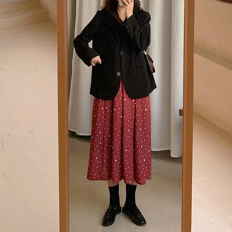 

2020 Summer Wear New Style South Korea College Style Classic Versatile Polka Dot Chiffon Skirt