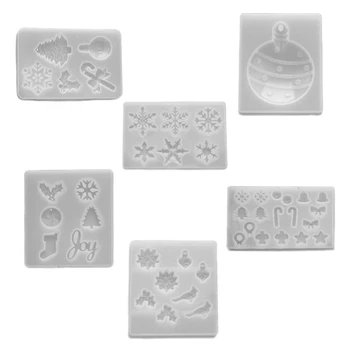 

Resin Crystal Epoxy Mold Snowflake Cane Letter Socks Tags Casting Silicone Mould R2LE