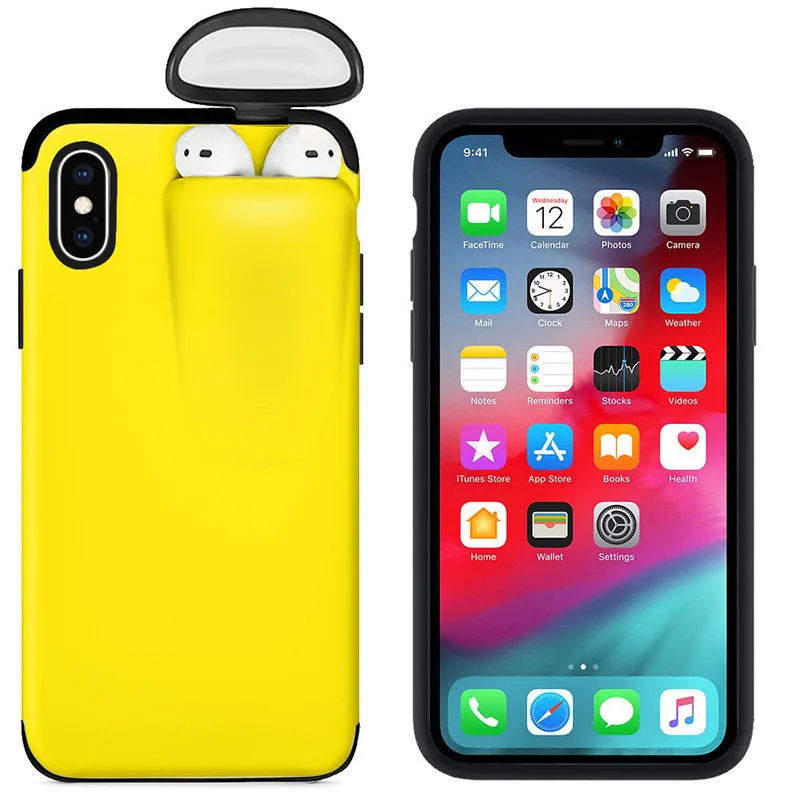 Для iPhone 11 Pro Max чехол Xs Max Xr X 10 8 7 6 6S Plus чехол для AirPods Держатель Жесткий чехол дизайн чехол для AirPods горячая распродажа - Цвет: yellow