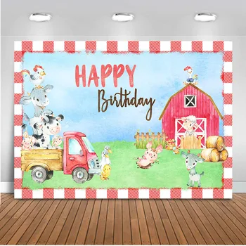 

Farm backdrop for photography Happy Birthday Green Grass Background for photo booth studio warmhouse party decoration supplies