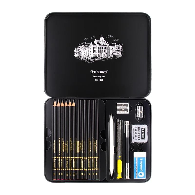 31 Pcs Sketch Pencil Set Professional Sketching Drawing Kit Tin box Wood Pencil Painter School Students Gift Art Supplies