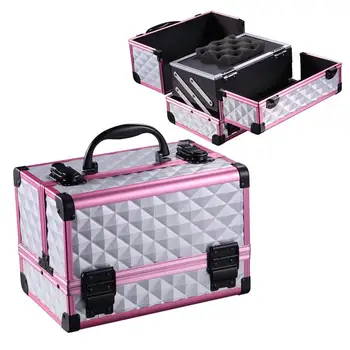 

Large Capacity Cosmetic Box Portable Nail Beauty Box with Mirror for Women