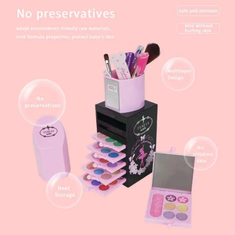 

Girl Cosmetics Pretend Play Make Up Toy Simulation Lipstick Eyeshadow Pink Makeup Set Princess Beauty Plastic Best Birthday Gift