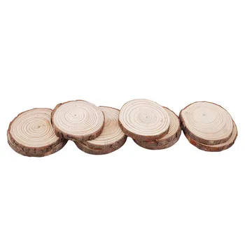 

10Pcs DIY Crafts Round Wood Piece New Wood Slices Log Discs Home Decor Ornament Craft Wedding Centerpieces Embellishments