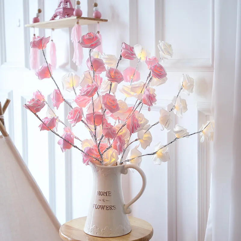 73cm 20 Bulb Led Rose Flower Willow Branch Lamp Battery Powered