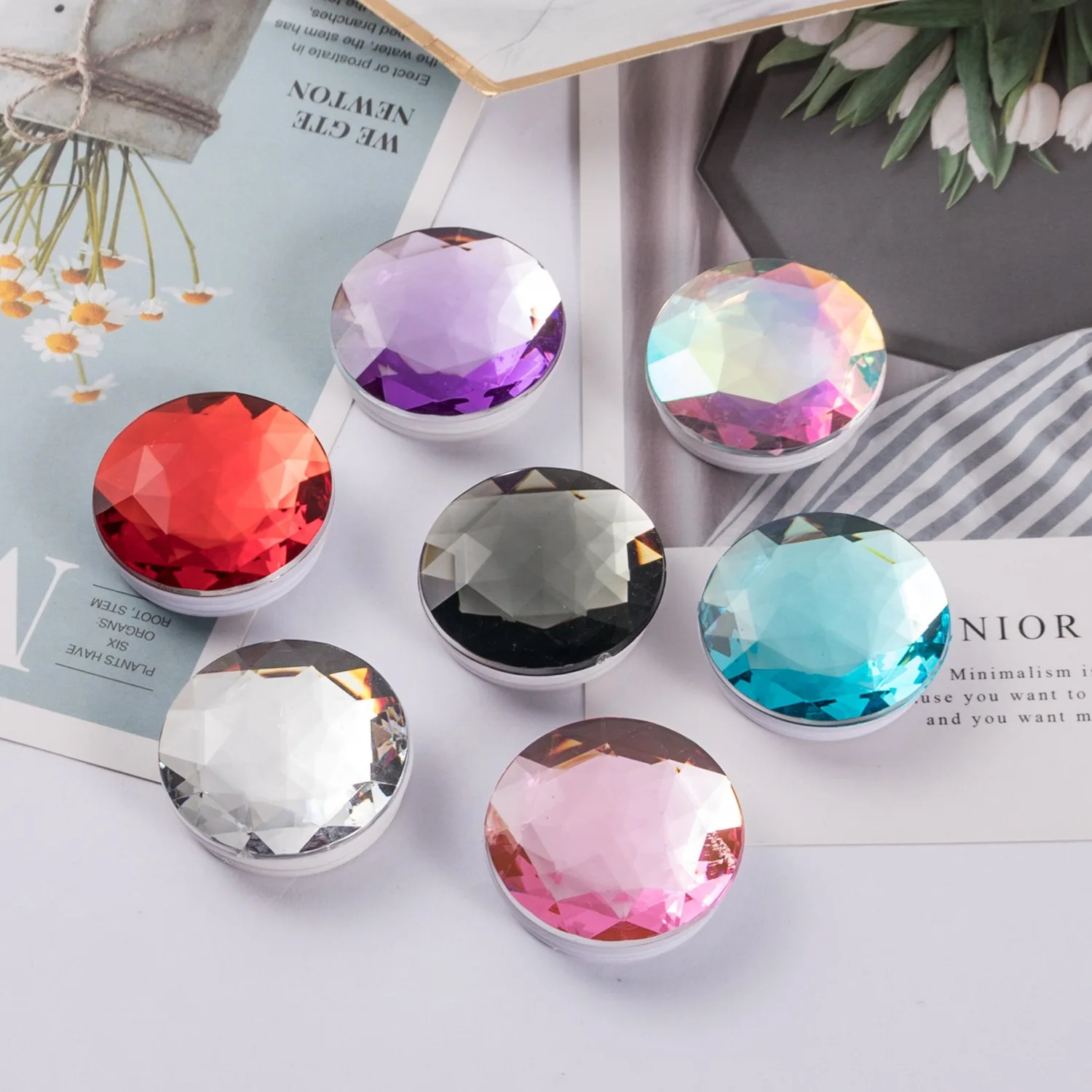 

Pipsocket Glitter Diamond Finger Grip Phone Holder for IPhone 11 Pro Samsung Foldable Pocket Socket Air Bag Cell Bracket Stand