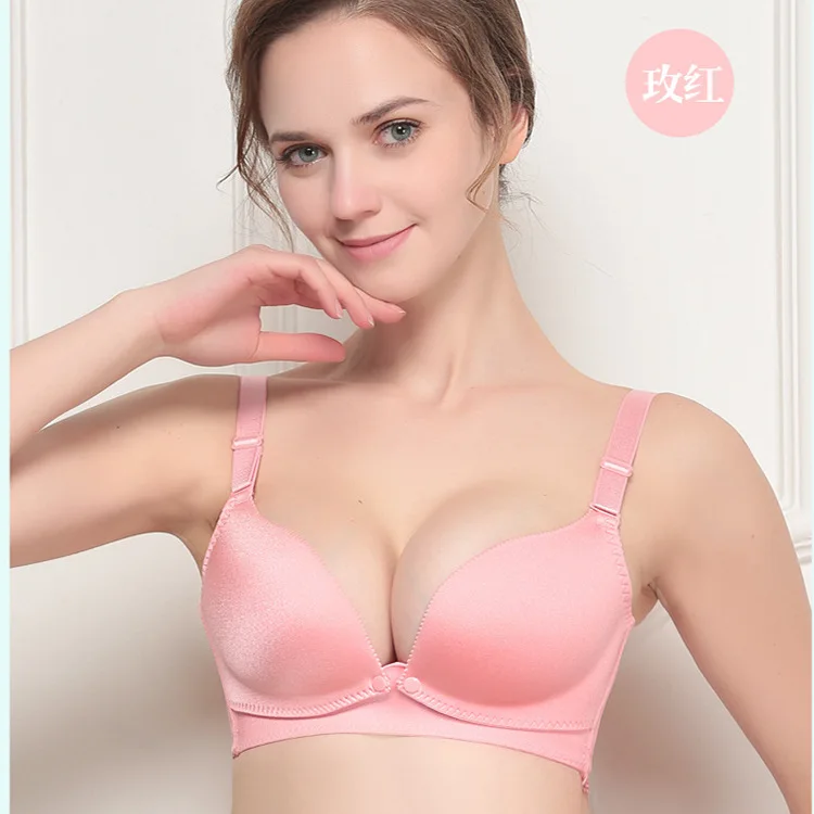 Production Front And Back Seemless Solid Pregnant Women Non-Steel Ring Front on Open Buckle Nursing Bras Feeding Underwear Milk
