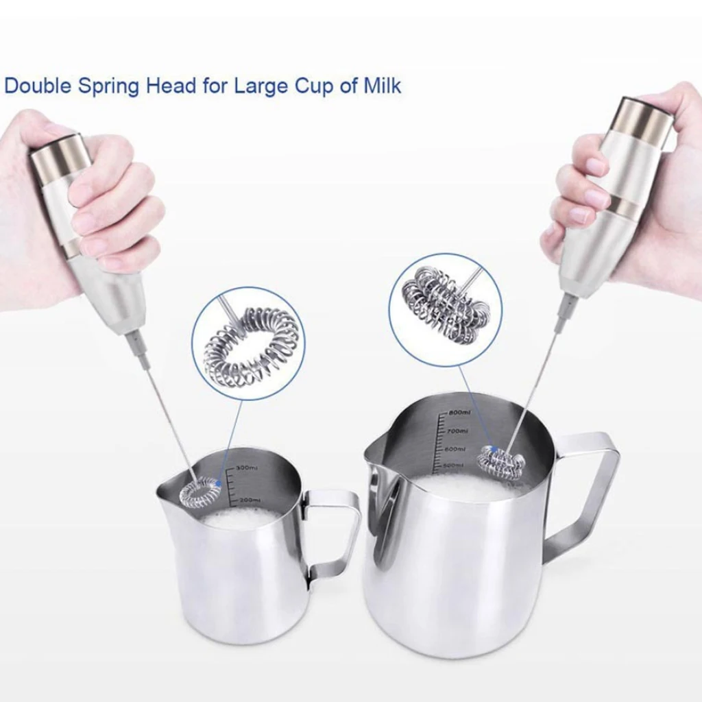 Battery Operated Electric Milk Frother Egg Beater, Handheld Cappuccino, Latte and Coffee Maker, Stainless Steel