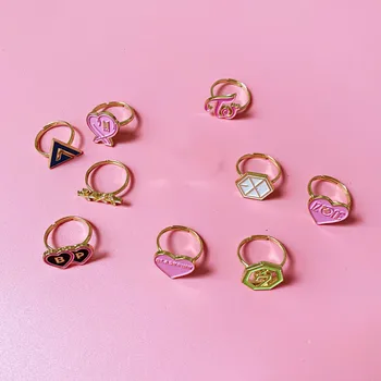 

Kpop Rings IZONE Blackpink Twice Got7 TXT SEVENTEEN Alloy rings k-pop stationery set High quality Exquisite box package