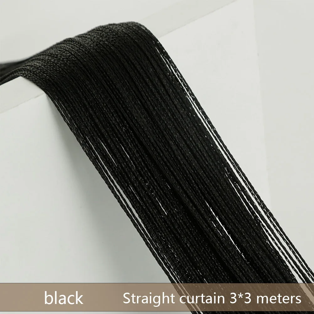 black-3x3 Струнная занавеска блестящая кисточка линия занавес s оконная дверь делитель драпировка Декор для гостиной подзор - Цвет: black-3x3