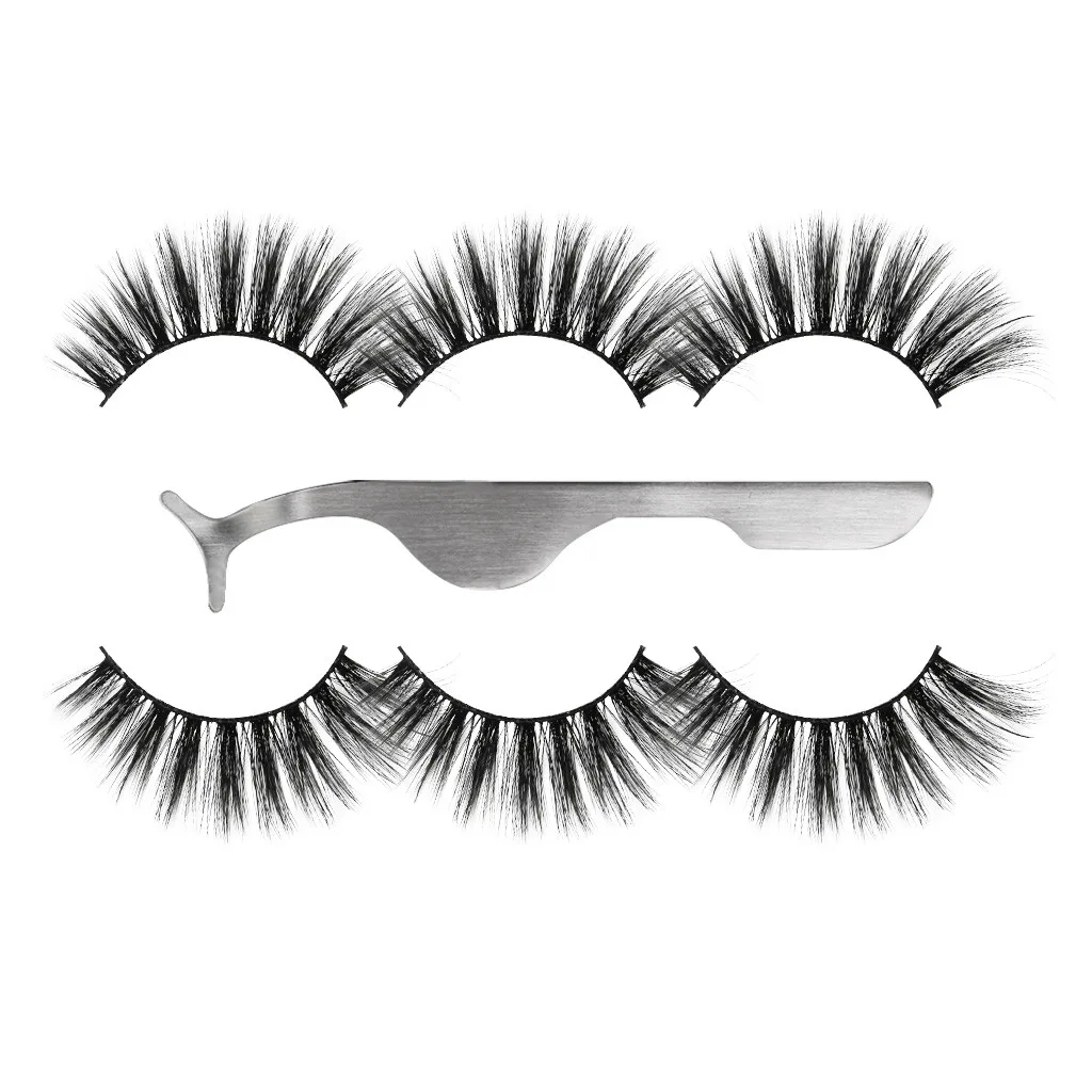 3 пары 3D накладные ресницы для макияжа и набор пинцетов прочное наращивание