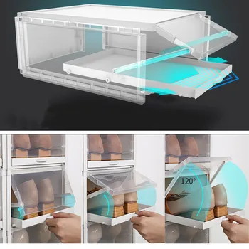 

3PCS Flip Shoes Box Transparent Drawer Case Plastic Shoe Boxes Stackable Box Shoe Organizer Shoebox storage Shoe rack zz5