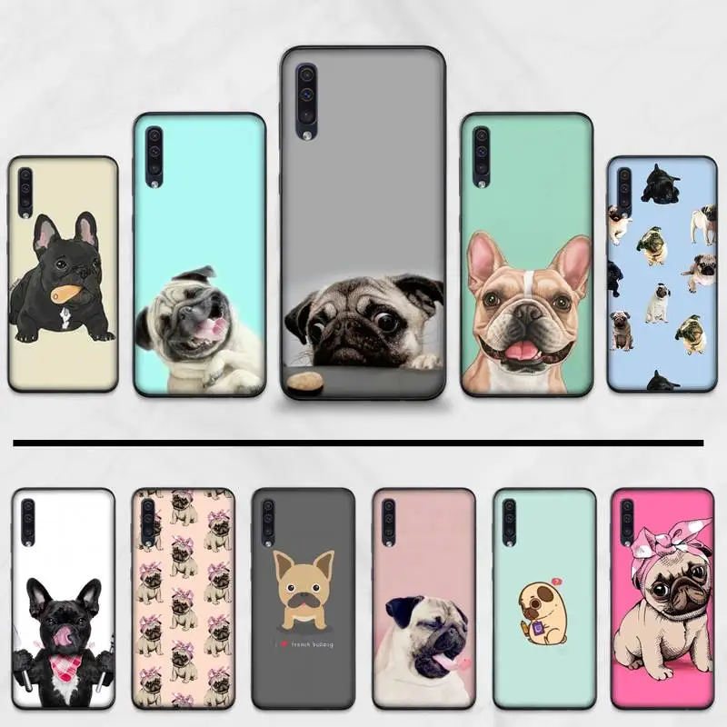 Милый мягкий черный чехол Bulldog для телефона Samsung A20 A30 30s A40 A7 2018 J2 J7 prime J4 Plus S5 Note 9 10 |