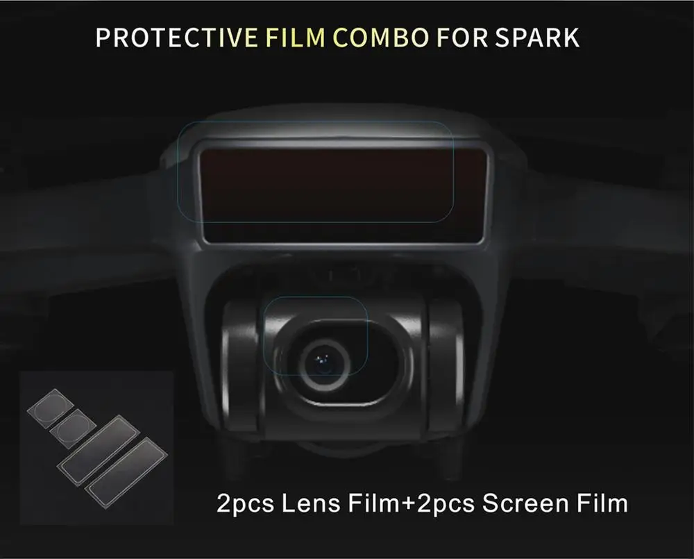 

Sunnylife 2pcs Lens Film + 2pcs Drone Body Screen Film Flexible Fiberglass Protective Film Set for DJI SPARK