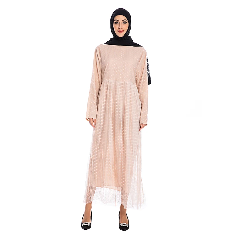 Платье в горошек abaya Дубай мусульманский хиджаб ислам одежда Абая для женщин турецкие платья халат кафтан Tesettur Elbise Ropa