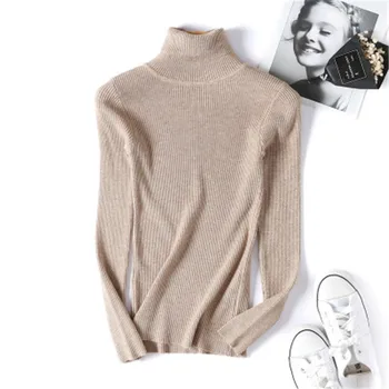 

Turtleneck Women Sweaters 2020 Winter Tops Sweater Thin Pullover Jumper Knitted Sweater Femme Slim Solid Color Bottom Shirt Slim