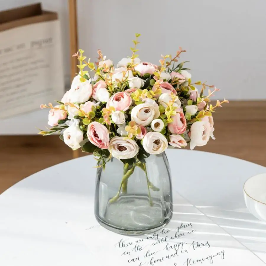 Искусственные цветы чайные бутоны розовый букет невесты новогоднее и