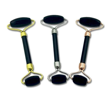

Natural Obsidian Massage Roller Double Head Jade Stone Facial Massage Roller Guasha Set Tool