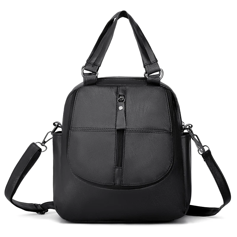 

New Women's Backpack Zipper Pu Leather Travel Bag Backpacks School Multi-function Shoulder Bags Hand Bagpacks for Women Daypacks