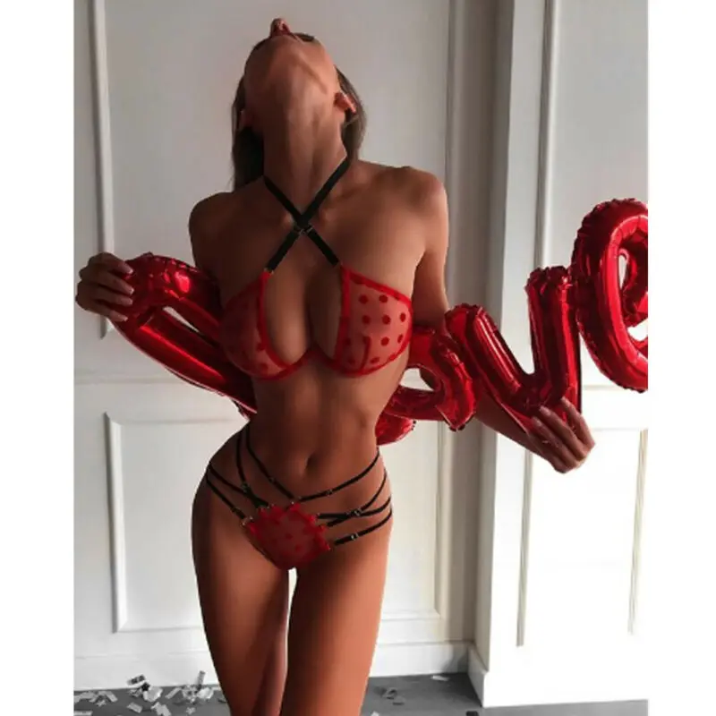 

2019 Sexy Women Lace Floral Bralette Push Up Bra G-string Set Lingerie Babydoll Sleepwear Bra Gift