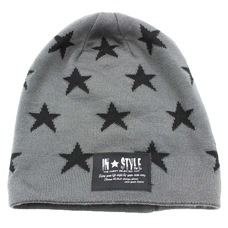 ALTOBEFUN Мужская зимняя шапка Кепка Skullies шапка со звездами дизайн зимние шапки для мужчин женщин искусственный мех теплая вязаная шапка BHT034