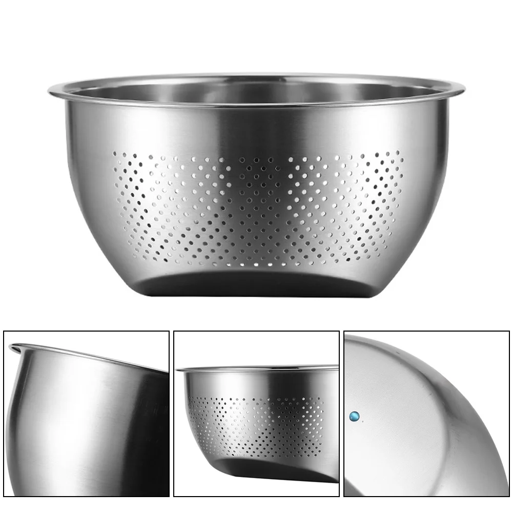 Washing Bowl Rice Sieve Fruit Vegetables With Side Drainer Large Capacity Bottom Slope Stainless Steel Kitchen Supplies Durable