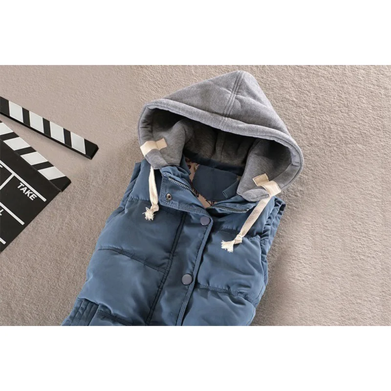 Vogue New Brand Spring Autumn Women Vest Jacket Warm Cotton Hooded Vest Winter Plus Size Waistcoat Female Sleeveless Jacket Coat