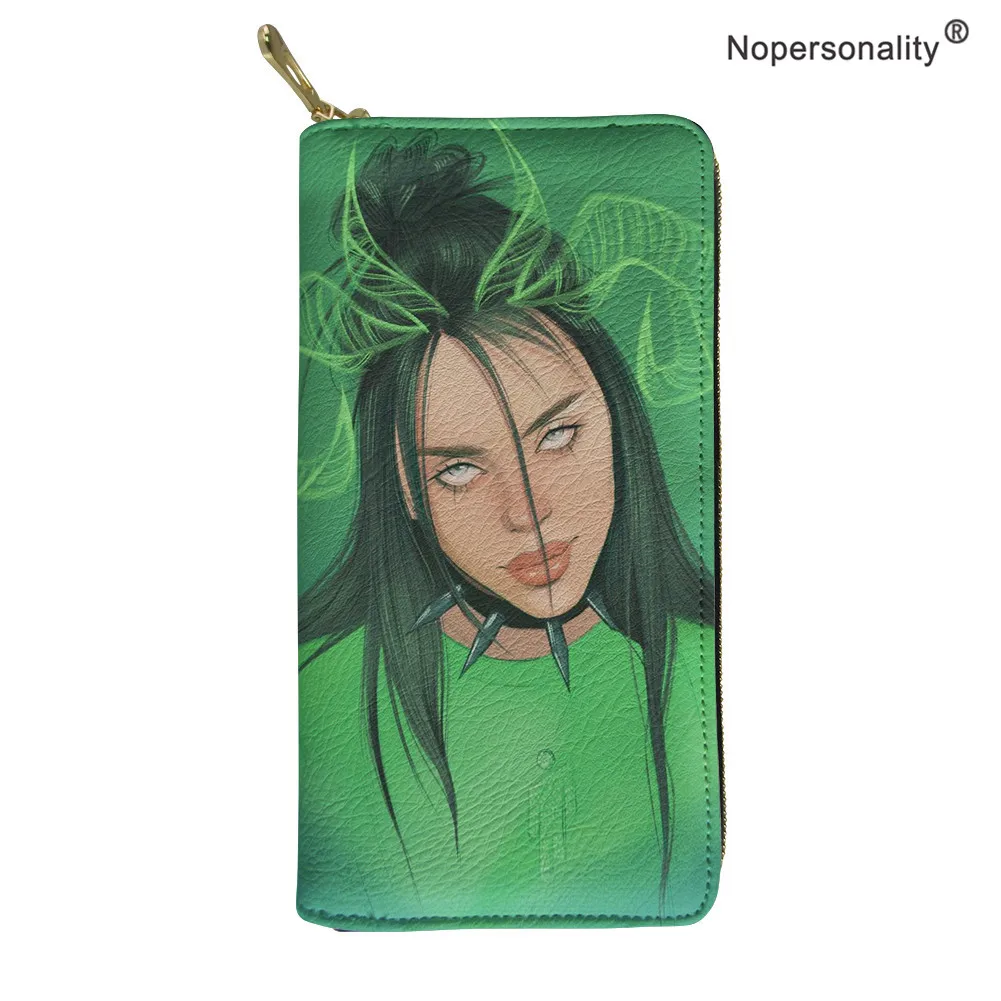 Nopersonality Billie Eilish, длинный женский кошелек с принтом, кошелек из искусственной кожи на молнии, Женский кошелек, клатч, женский кошелек, кошелек для монет - Цвет: YY2519Z21