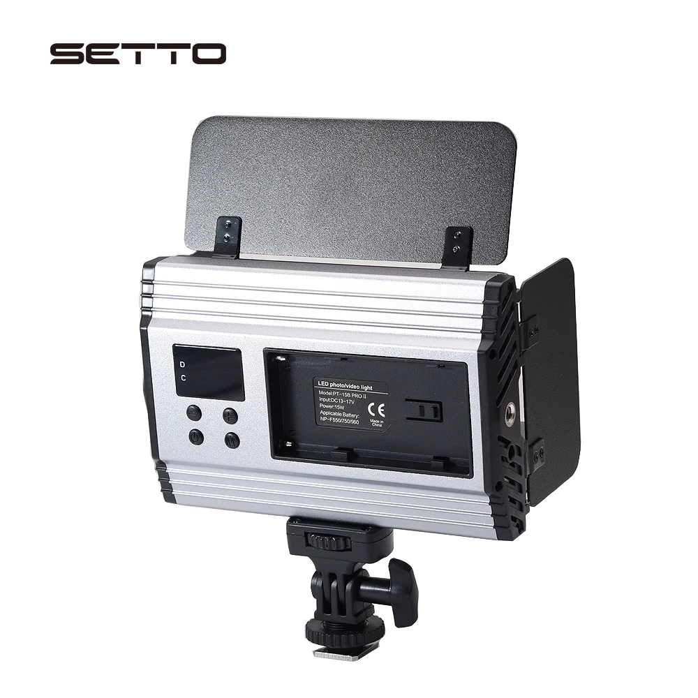 SETTO Ultra Thin Light Weight Bi-color 3200K-5600K LED Video Camera Light with Barndoors for Vlog C - 33032596082