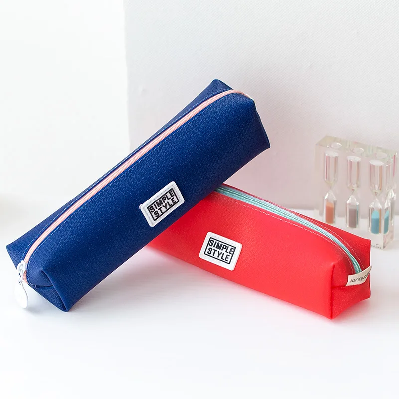 

Fortune Stationery Blue Simple Series Pencil Case Pu Solid Color Cartoon Students Stationery Box Storgage Bag Wholesale New Prod