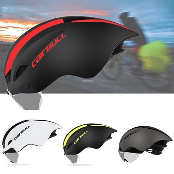 

Cairbull Cycling Helmet with Goggles Windproof Protective Bicycle Rollers Riding Helmet Men Motorcycle Road Bike MTB Helmets