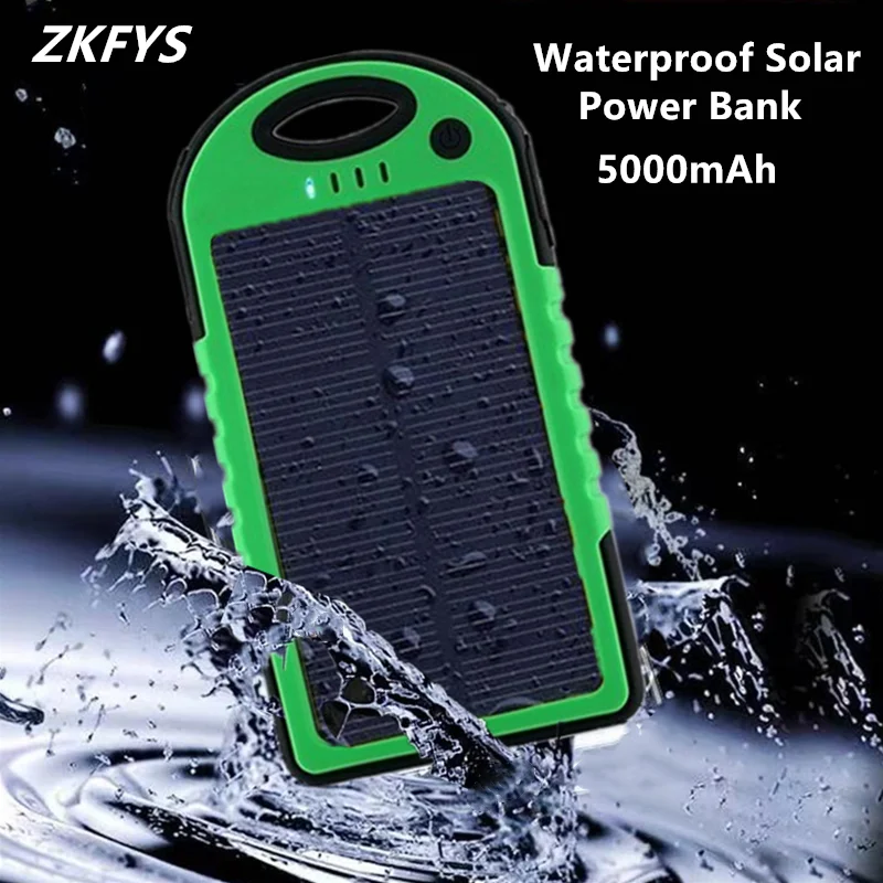 Solar Energy Waterproof Charger 5000mah Power Bank Double USB External Battery Portable Charger Powerbank For Xiaomi Mi Redmi