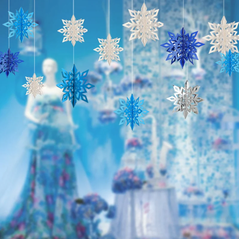 6 шт./компл. Natal. Q полые висячие украшения 3D Картонная Рождественская декоративная снежинка новогодние популярные вечерние украшения