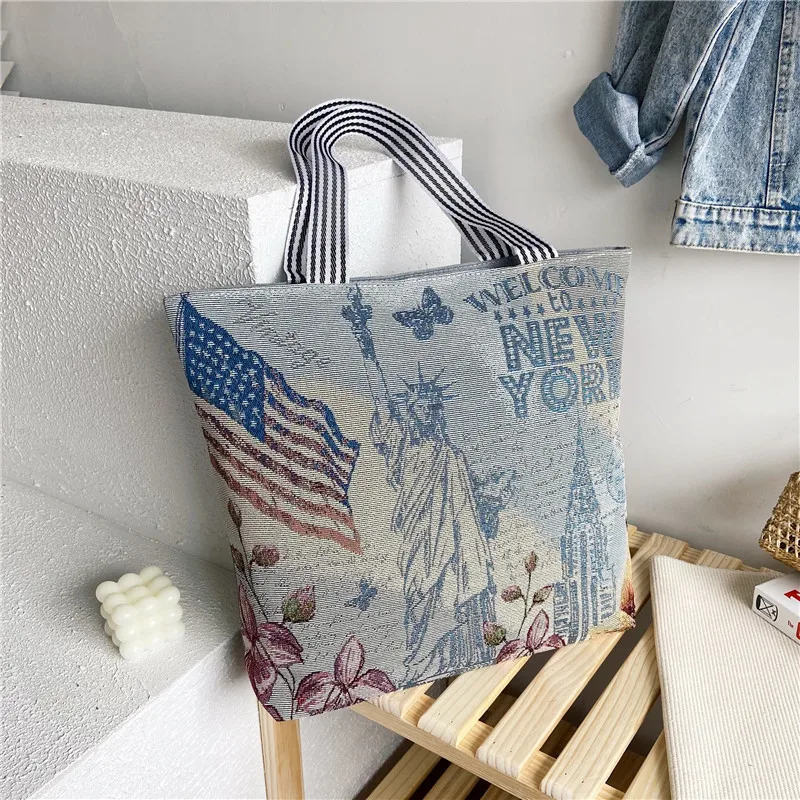 Fashion Folding Women Big Size Handbag Tote Ladies Casual Flower Printing Canvas Graffiti Shoulder Bag Beach Bolsa Feminina