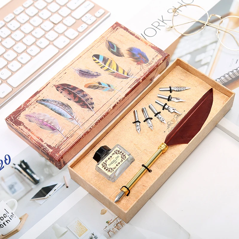 1 Набор Английской Каллиграфии перо Dip Pen 6 наконечник для письма Канцелярский набор Подарочная коробка студенческие канцелярские принадлежности
