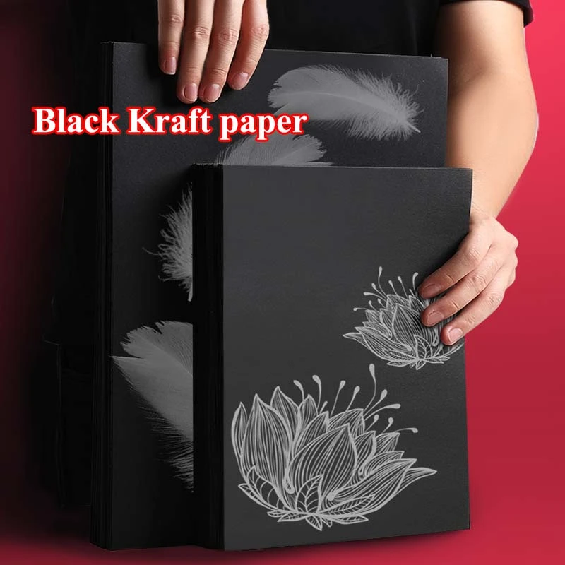 Wielofunkcyjny 8k A4 czarny papier pakowy papier DIY tworzenie kartek papier  typu Kraft grubej tektury tektury|Papier do drukarki| - AliExpress